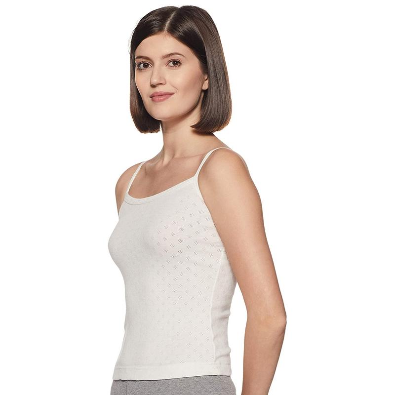 Lovable Women's Thermal White Spaghetti Top