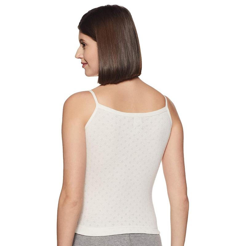 Lovable Women's Thermal White Spaghetti Top