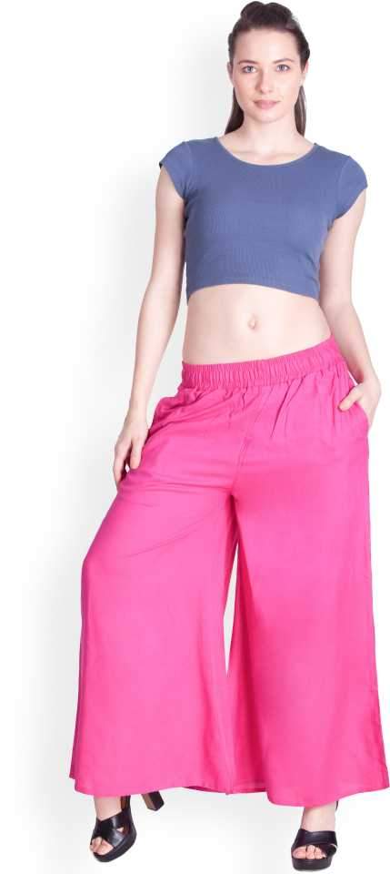 Lyra Pink Rayon Palazzo Pants for Woman