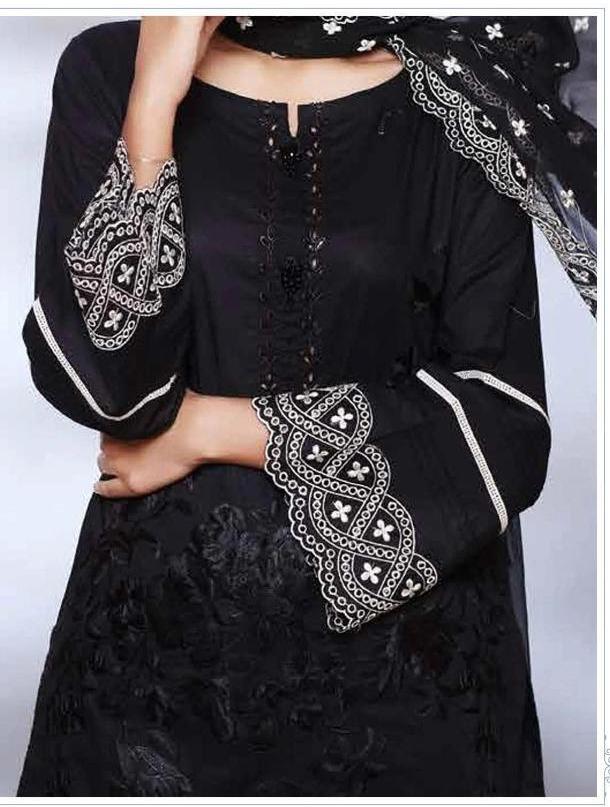 Maria B Style Black Cotton Unstitched Pakistani suits Dress Material for Women