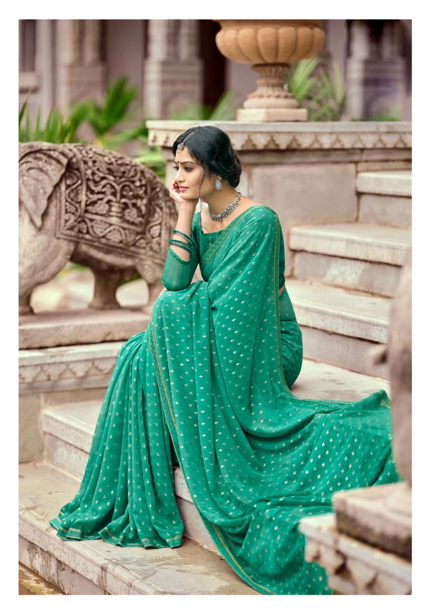 Mitasha Green Zari Georgette Saree for Women