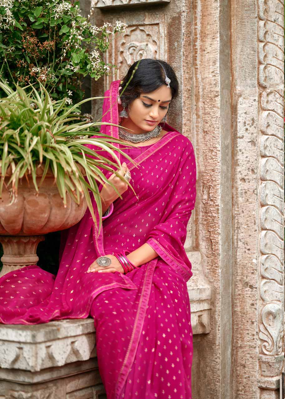 Mitasha Red Zari Georgette Saree for Women