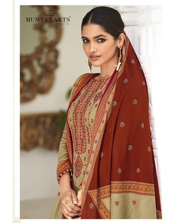 Mumtaz Lawn Cotton Unstitched Salwar Suit Material With Neck Embroidery