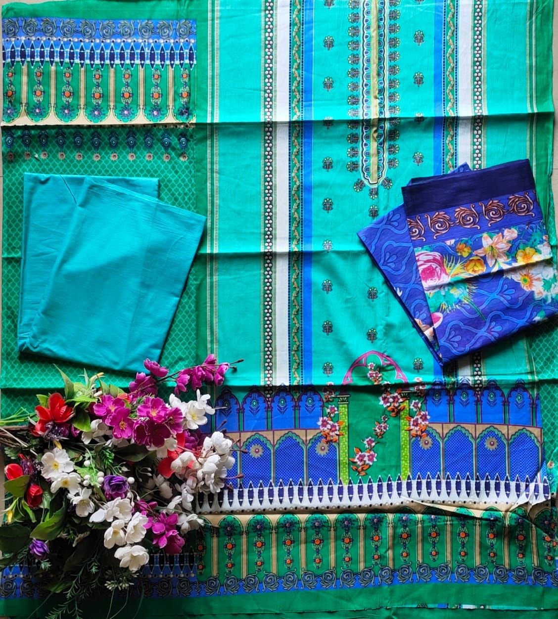 Pakistani Cotton Salwar Kameez Dress Material for Girls