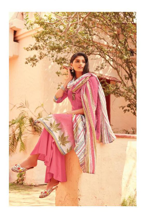 Pakistani Lawn Cotton Pink Unstitched Suit Dress Material for Women
