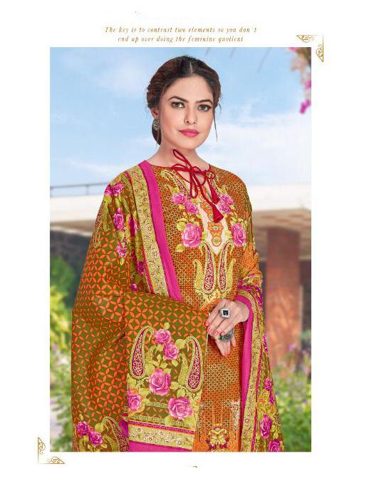 Pakistani Lawn Cotton Unstitched Suit Dress Material Green