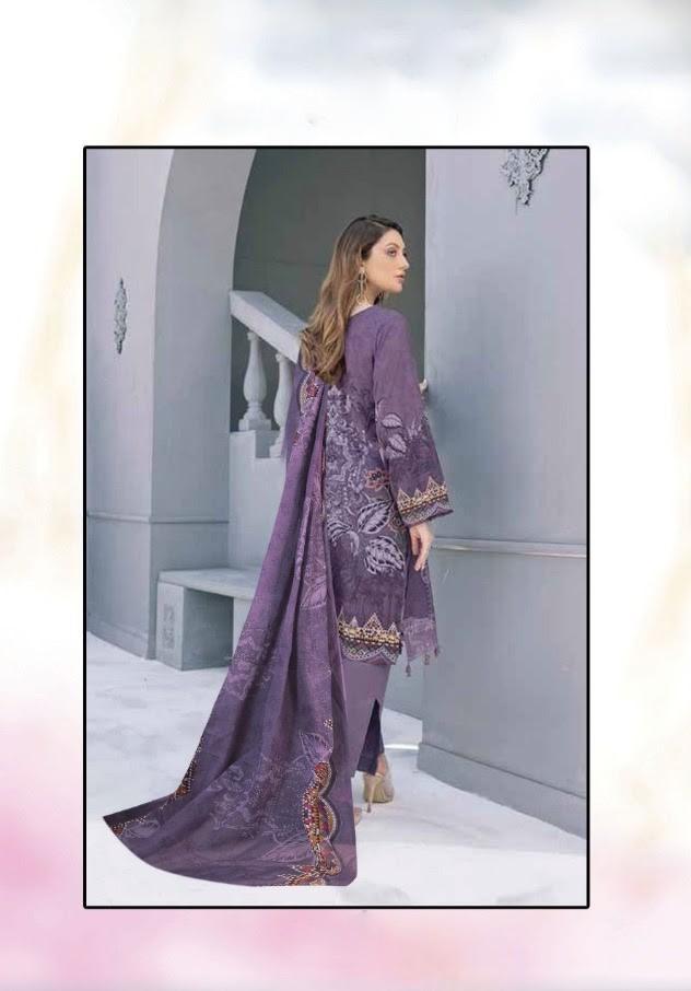 Pakistani Style Cotton Purple Suits Dress Material for women