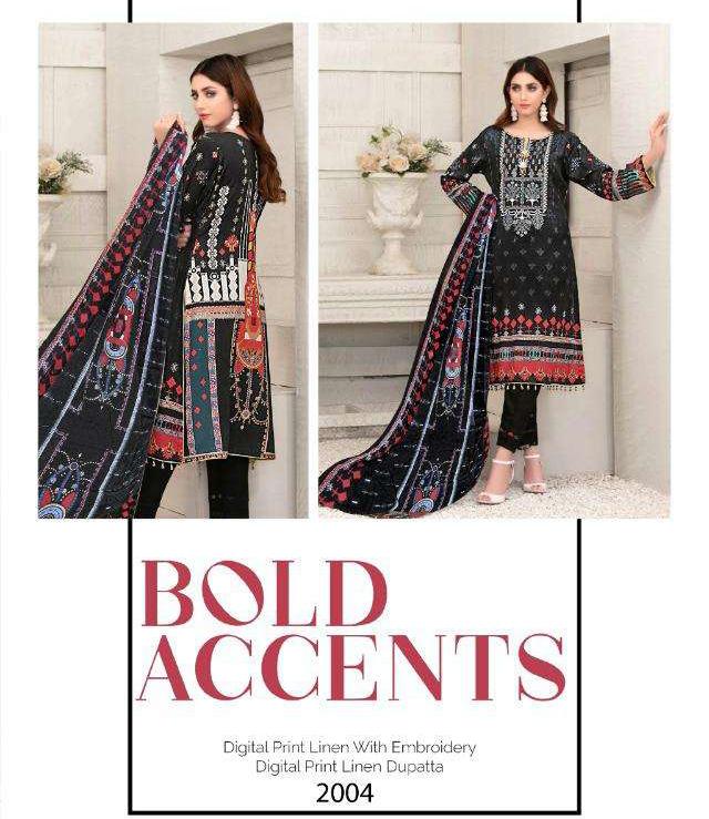 Pakistani Style Lawn Cotton Unstitched Black Suit Material for Women