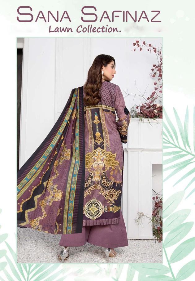 Pakistani Style Lawn Fabric Purple Printed Suits Material for women