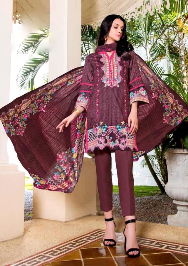 Pakistani unstitched cotton salwar suit with dupatta for women