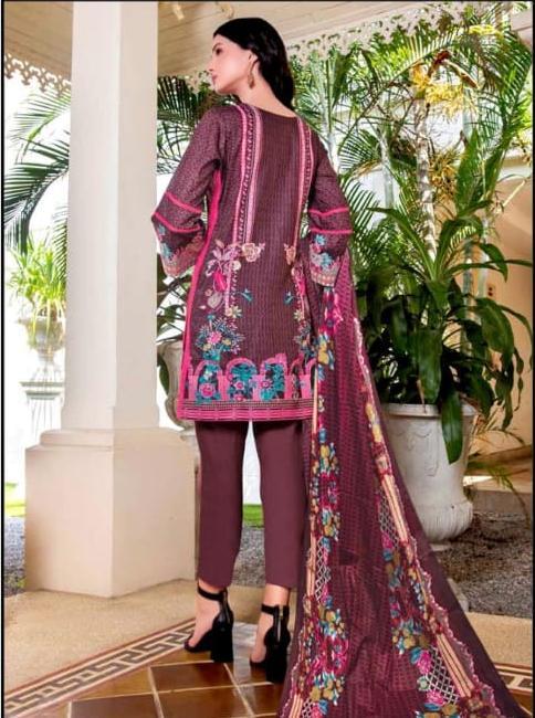 Pakistani unstitched cotton salwar suit with dupatta for women