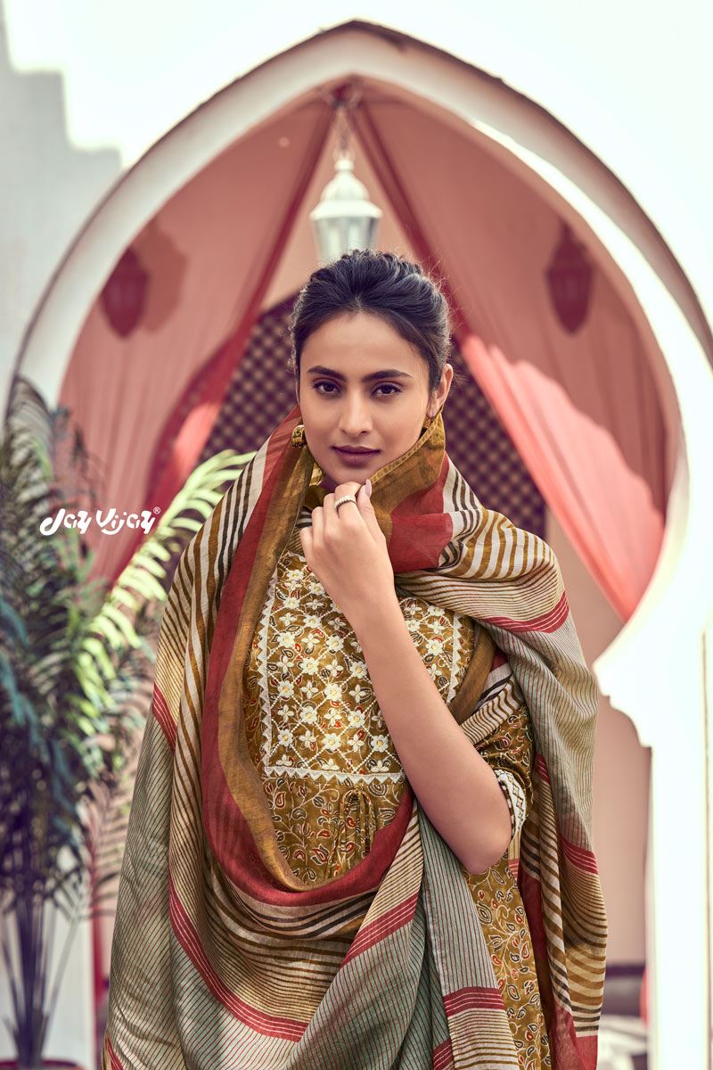 Party Wear Brown Unstitched Silk salwar suit Material with Embroidery