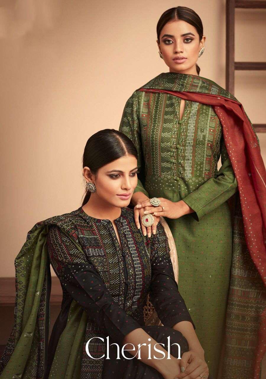Pashmina Green Winter Unstitched Suit With Printed shawl
