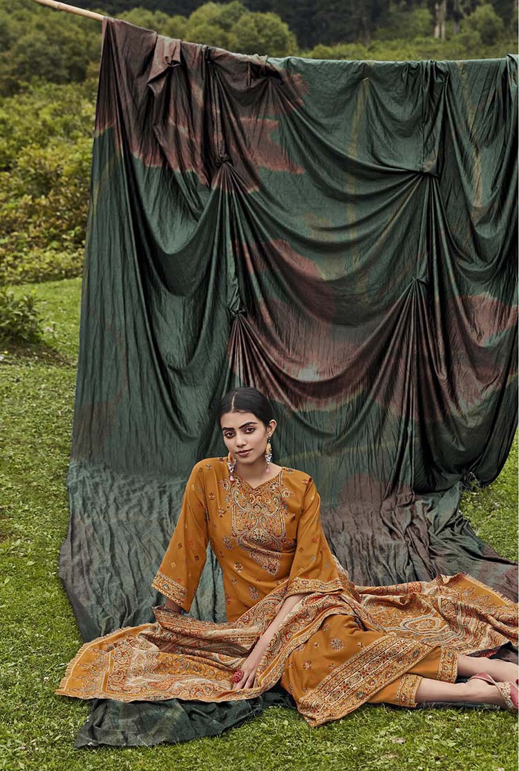 Belliza Woolen Pashmina Winter Unstitched suits for Ladies