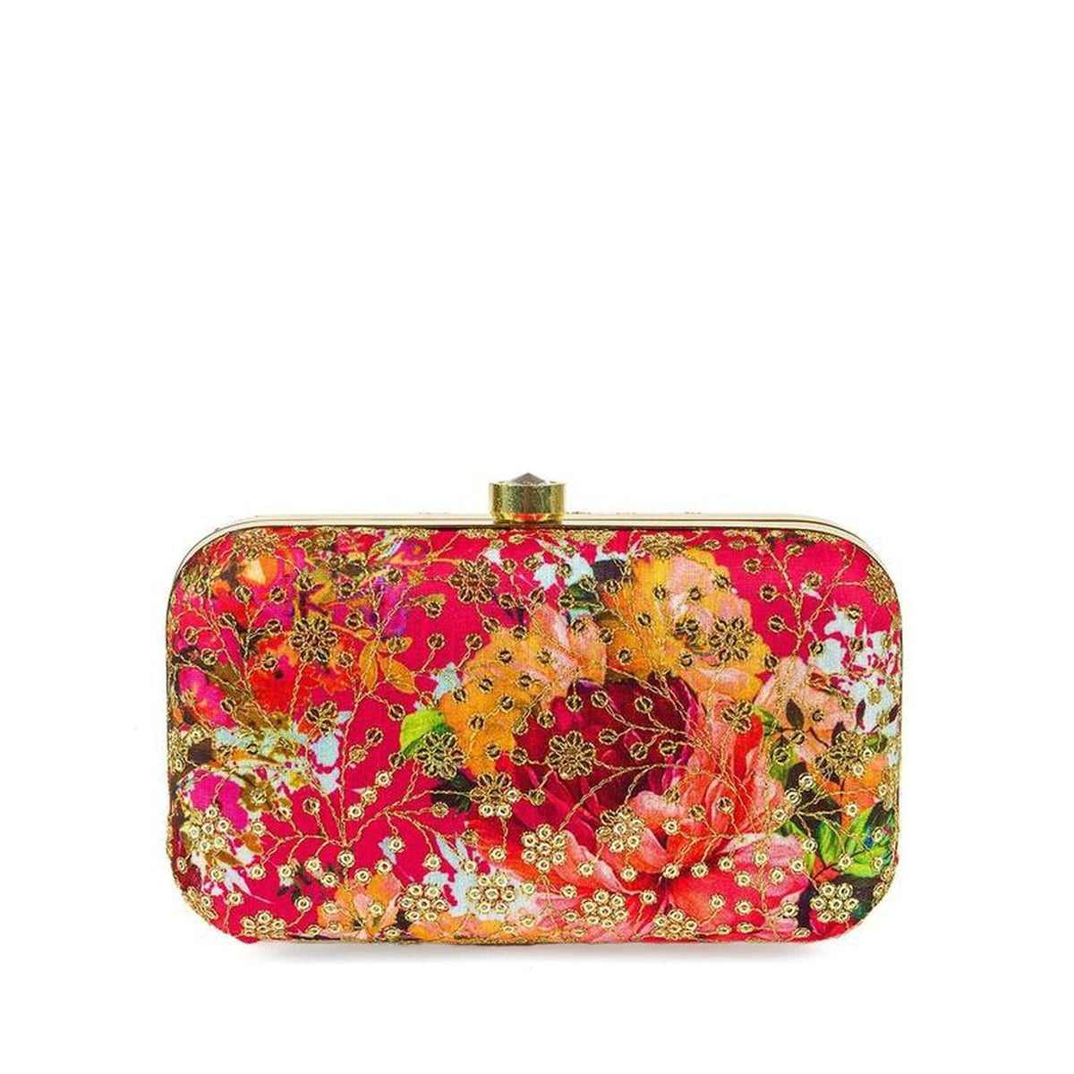Pink with Golden Party Wear Designer Women Wedding Clutch