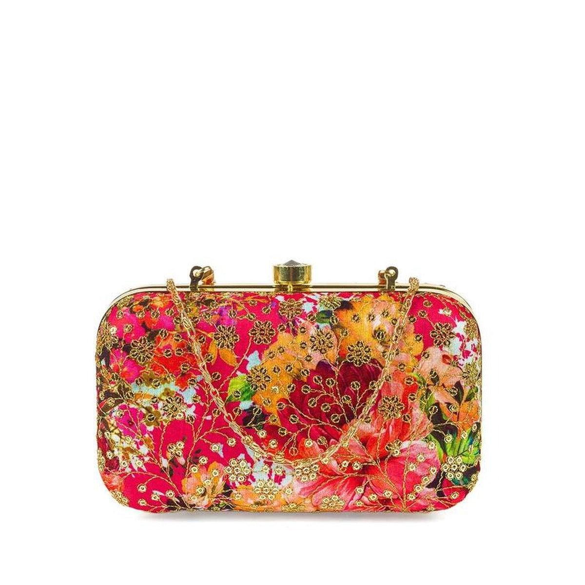 Pink with Golden Party Wear Designer Women Wedding Clutch