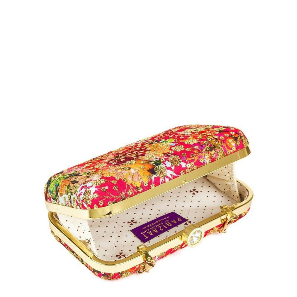 Pink with Golden Party Wear Designer Women Wedding Clutch