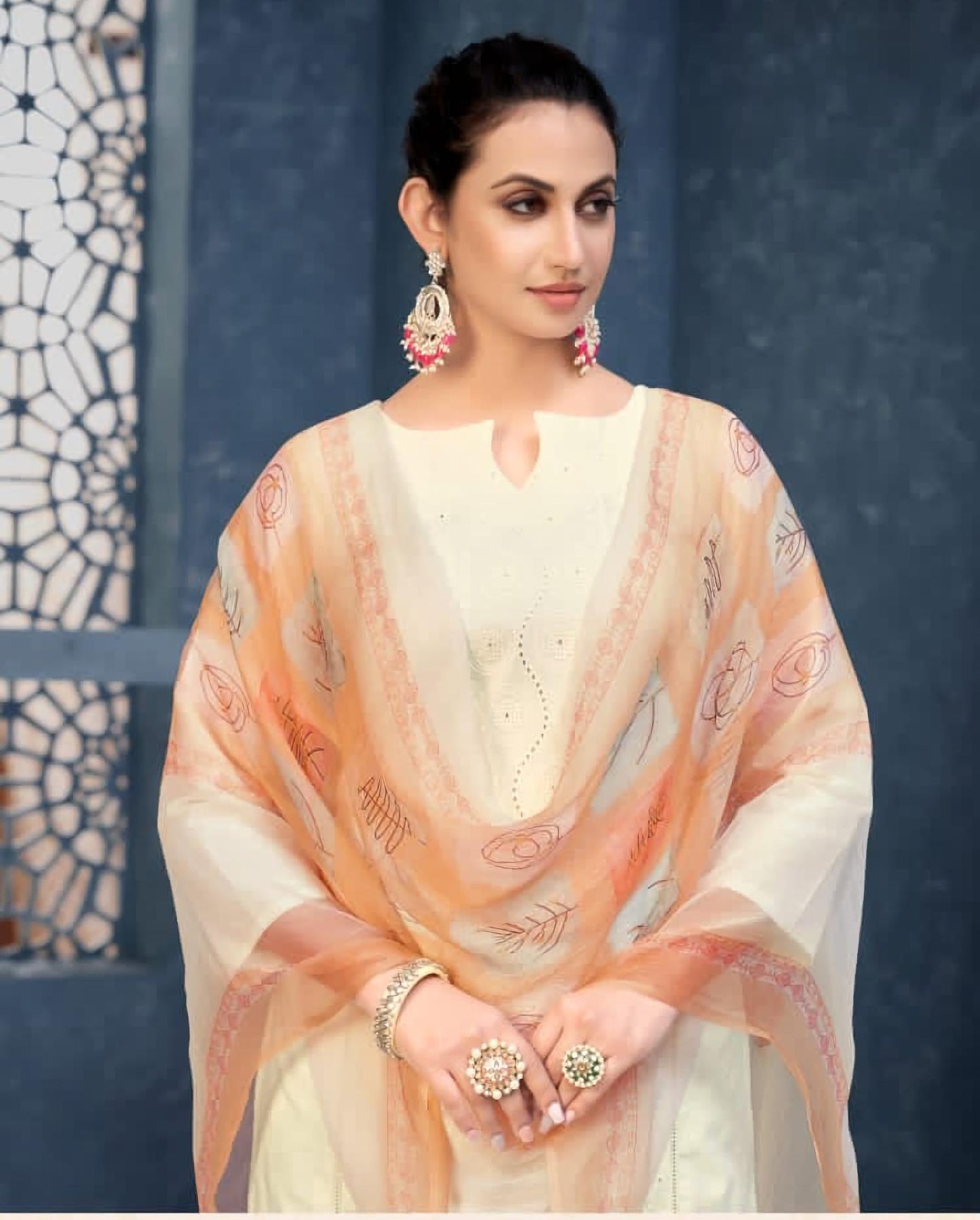 Rivaa Pure Cotton Off-White Unstitched Suit Dress Material