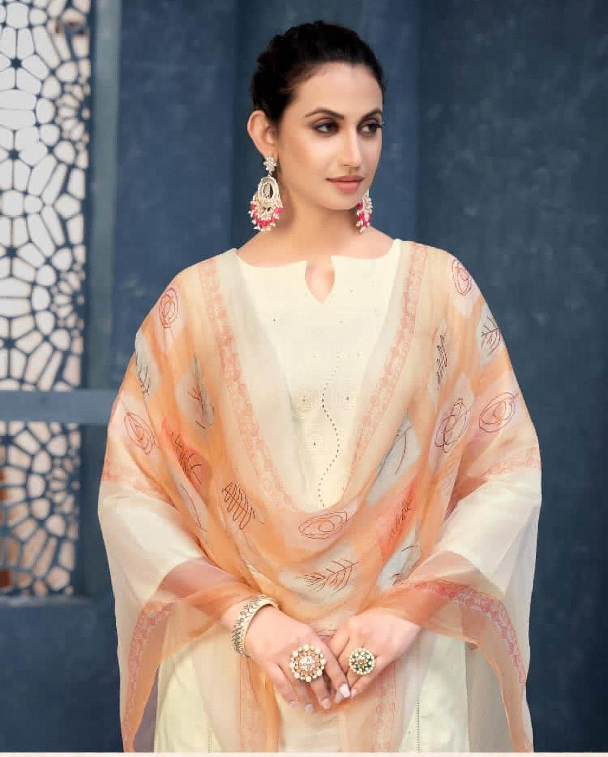 Rivaa Pure Cotton Off-White Unstitched Suit Dress Material