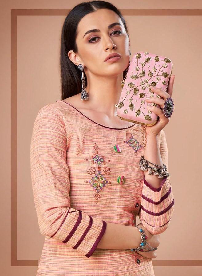 Pure Cotton Pink Embroidery Long Kurti