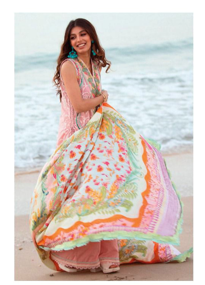 Pure Cotton Pink Unstitched Pakistani Suit For Ladies