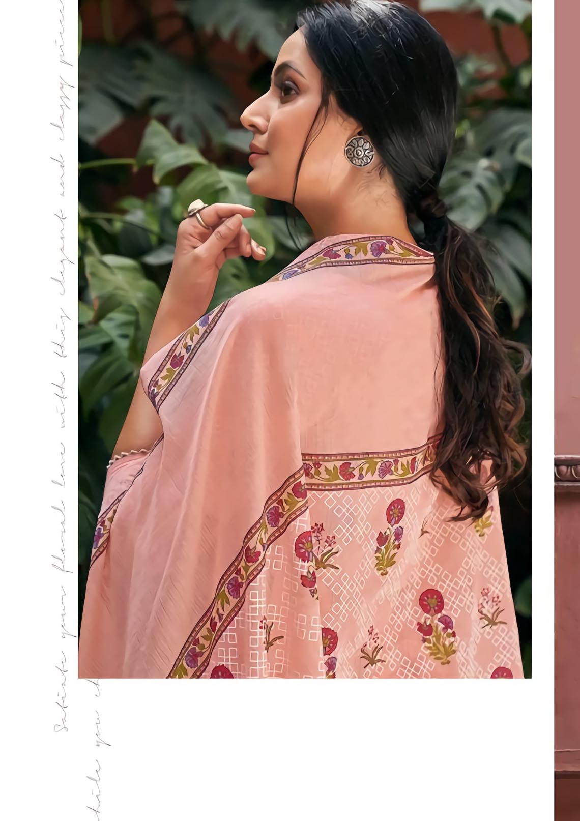 Women's Pure Cotton Pink Printed Unstitched Suit Dress Material
