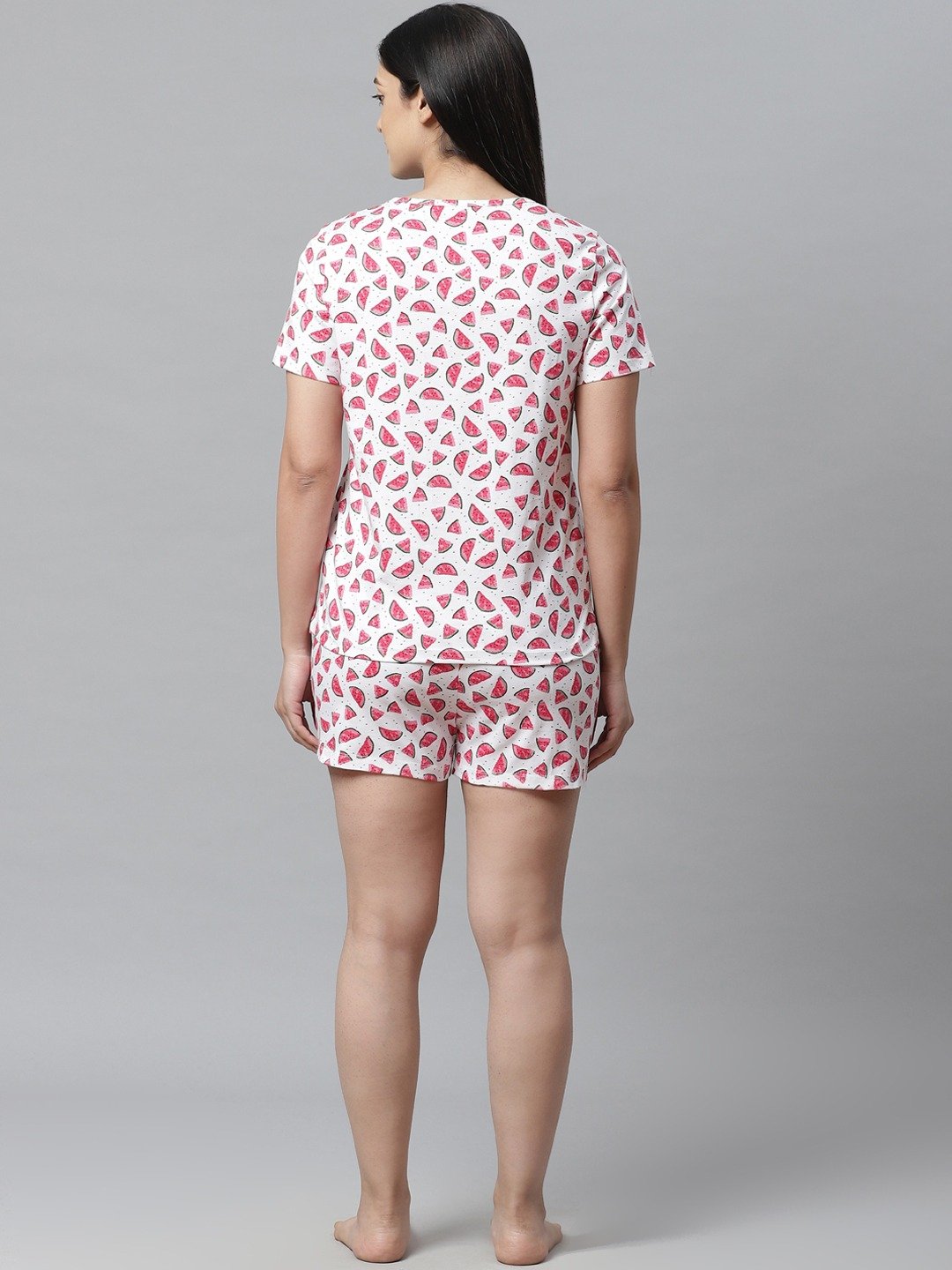 Pure Cotton White Printed Night Suit for Women