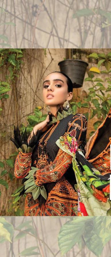 Pure Lawn Digital Style Printed Black Karachi Dress Material