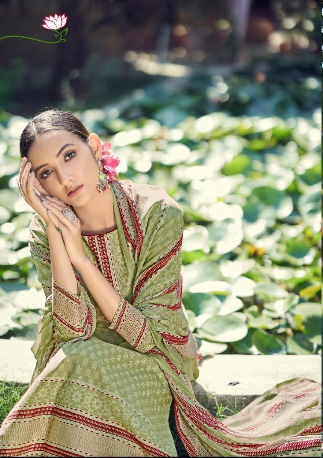 Pure lawn Unstitched Green Suit with dupatta for women