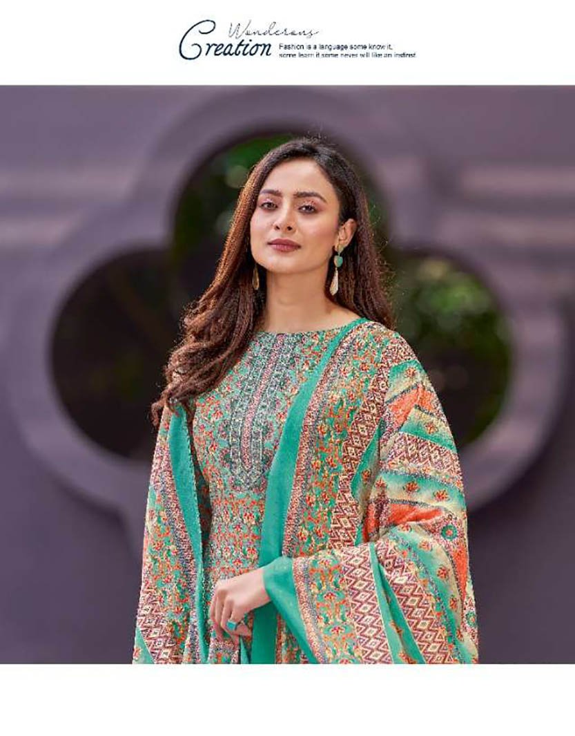 Pure Wool Pashmina Winter Unstitched Suits with Shawl Dupatta