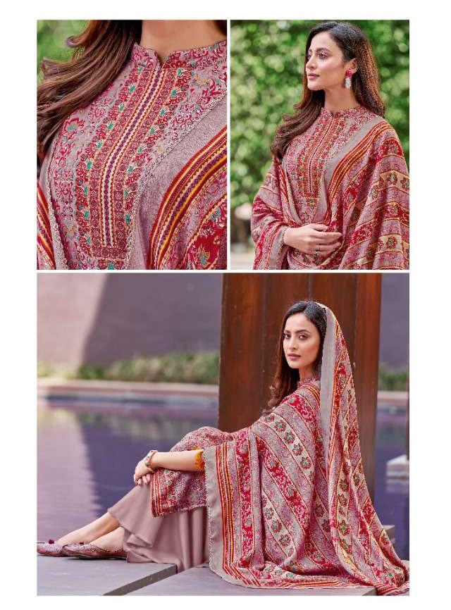 Pure Wool Pashmina Winter Unstitched Suits with Shawl Dupatta