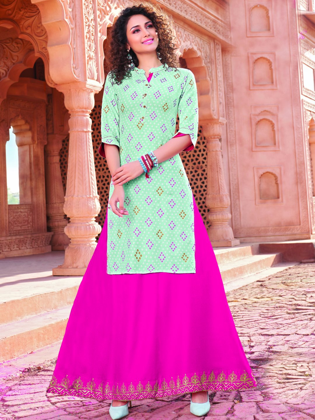 Cotton skirt with outlet long kurti