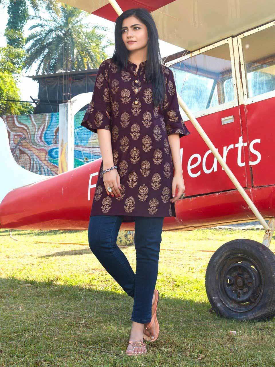 Rayon Designer Short Kurti for Girls