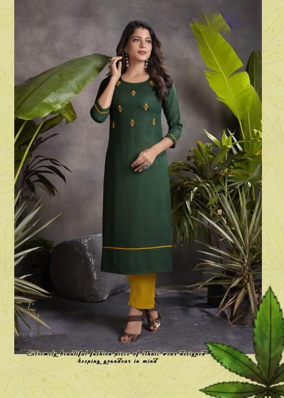 Rayon Kurta Pant Set with Hand Work for Women
