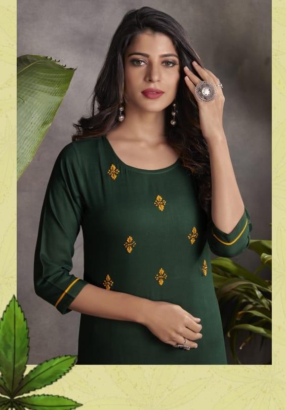 Rayon Kurta Pant Set with Hand Work for Women