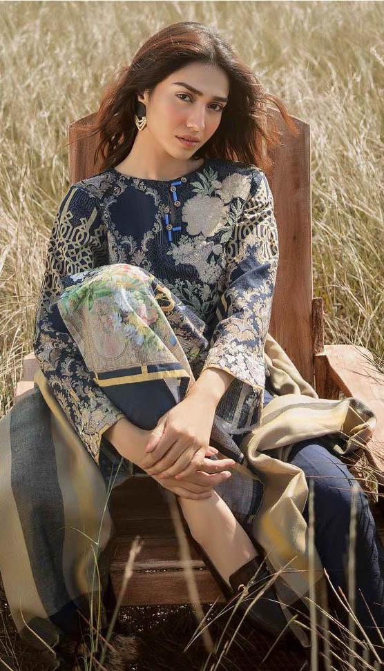 Rosemeen Pakistani Cambric Cotton Suit Material With Chiffon Dupatta