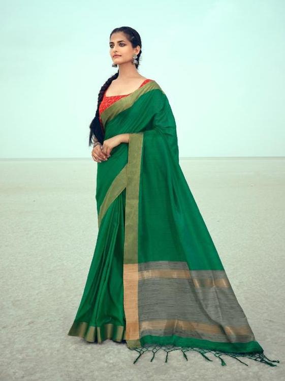 Silk Fancy Party Wear Latest Woman Green Saree Online