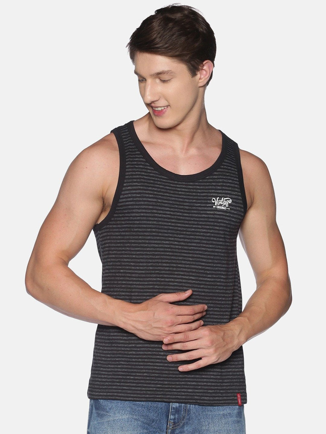 Sleeveless Black Sando Vest Tank Top for Men