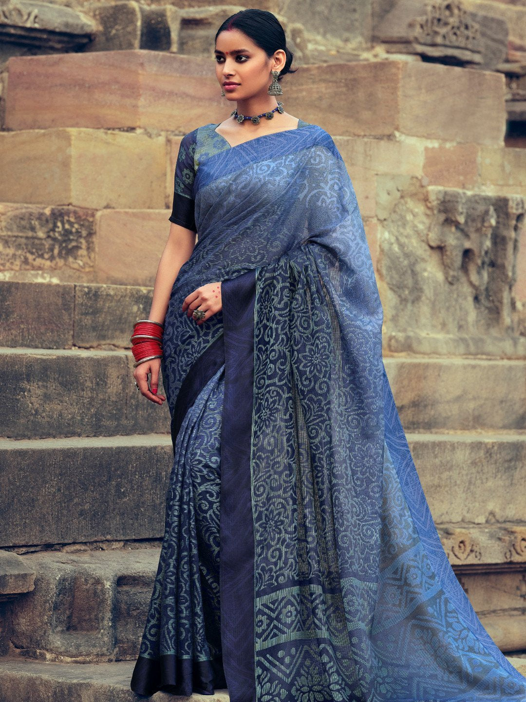 Soft Kota Silk Blue Designer Women Simple Saree