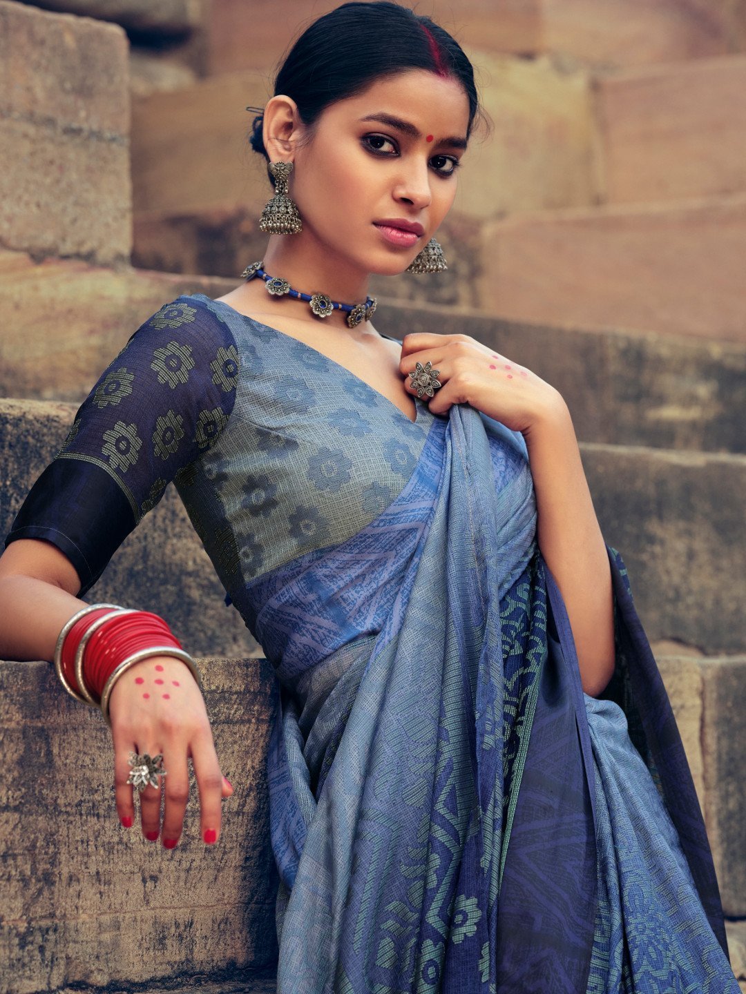 Soft Kota Silk Blue Designer Women Simple Saree