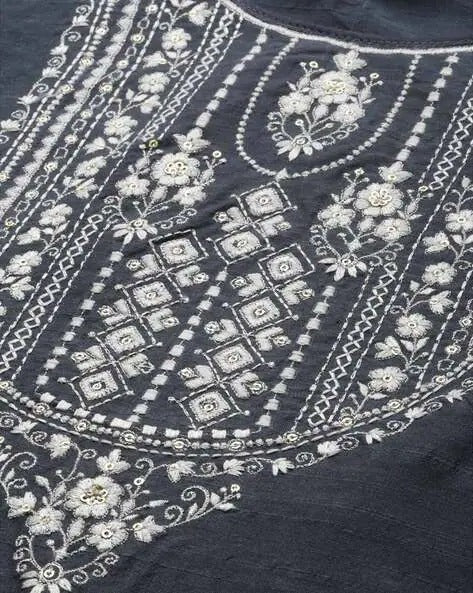 South Cotton Grey Kurta Set With Pants For Women