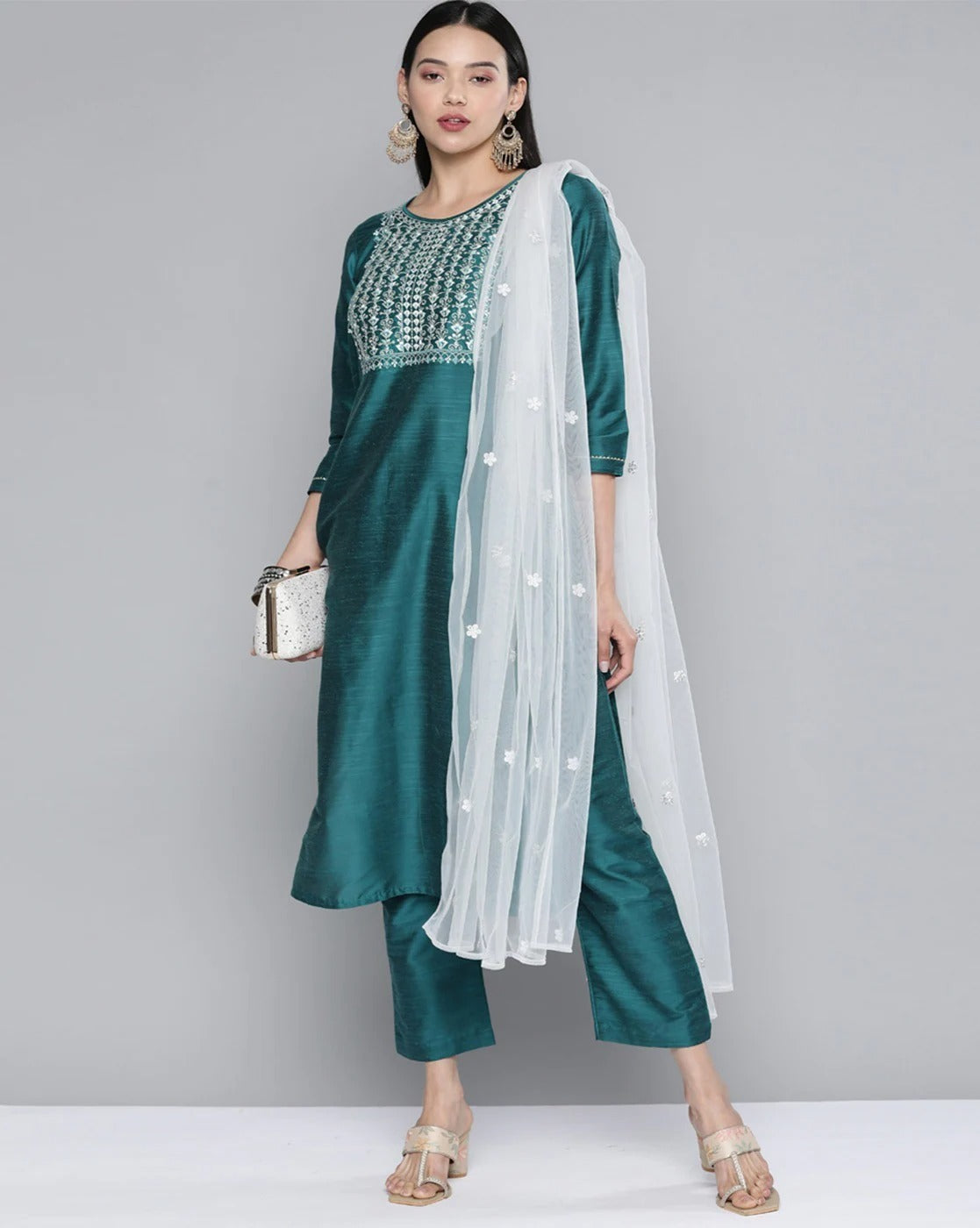 South Cotton Kurta Set With Pants For Women