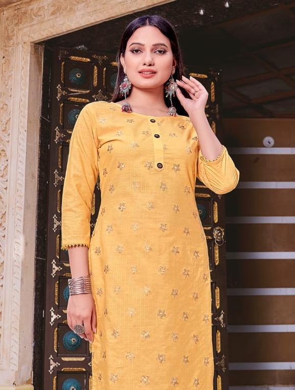 Straight Kurta Pant Set with Embroidery for ladies