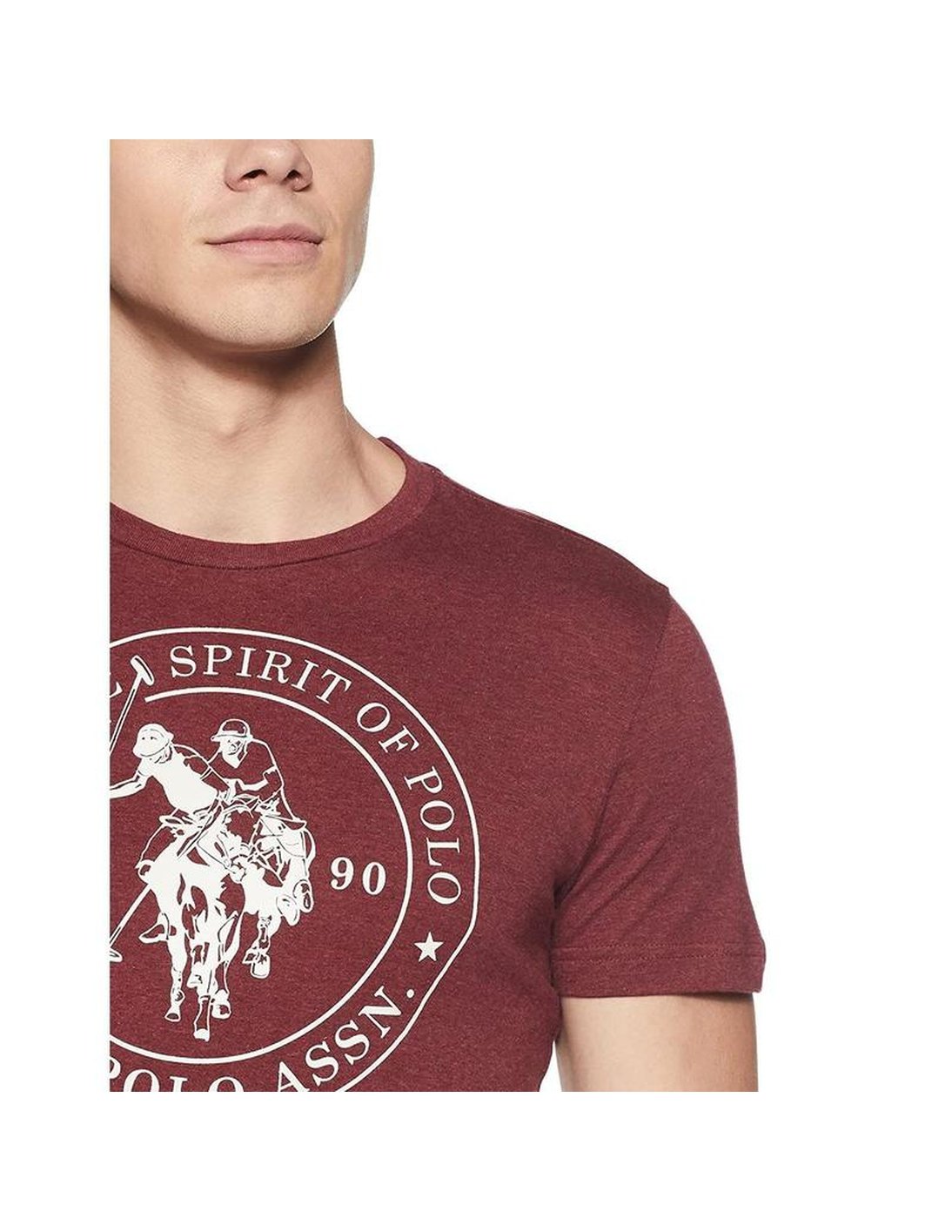 U.S. Polo Assn. Men's Maroon Cotton Regular Fit T-Shirt