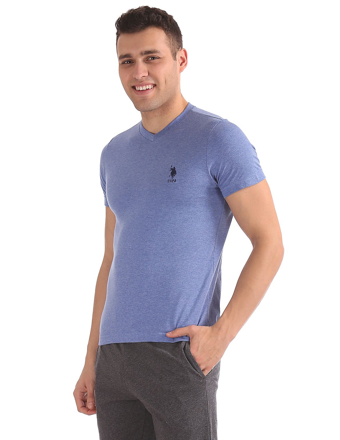 U.S. Polo Assn. Short Sleeve V-Neck T-Shirt Blue for Men