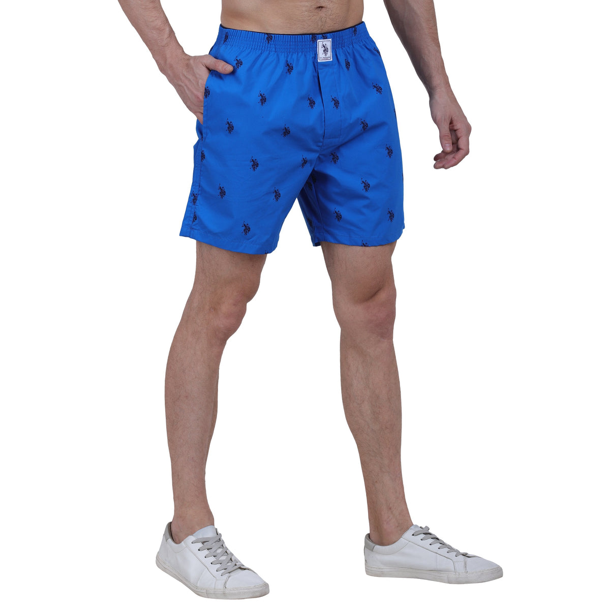 US Polo Printed Blue Boxer Shorts for Men