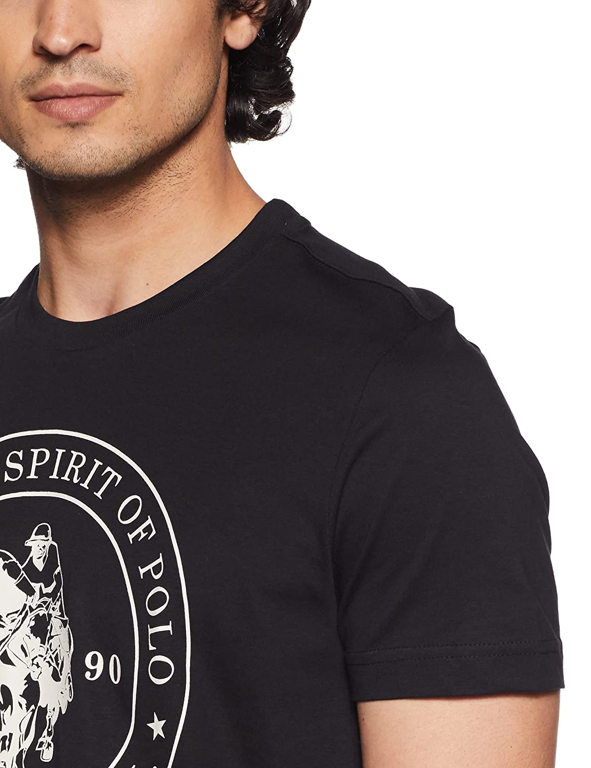 U.S. Polo Men's Solid Black Regular Fit T-Shirt