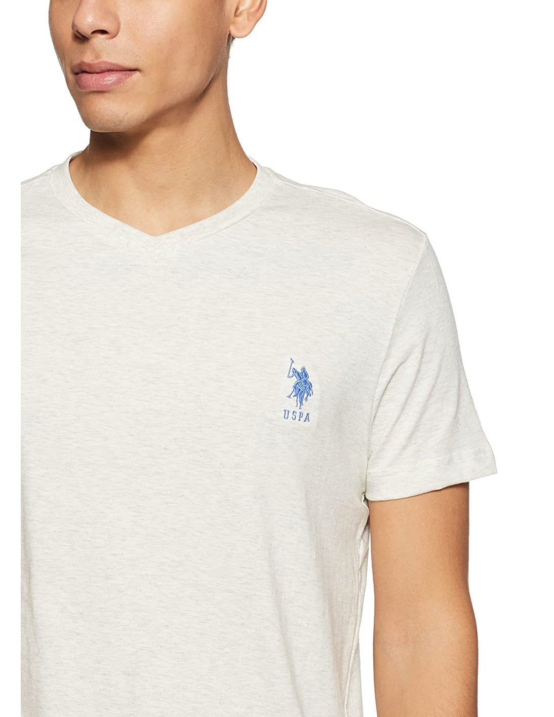 U.S. Polo Short Sleeve V-Neck T-Shirt Light Grey for Men