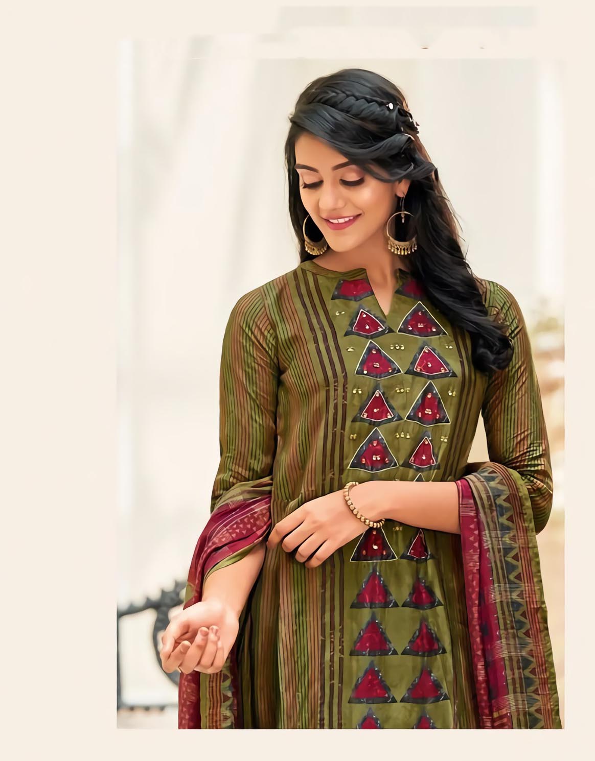 Unstitched Muslin Silk Salwar Suit Dress Material for Women