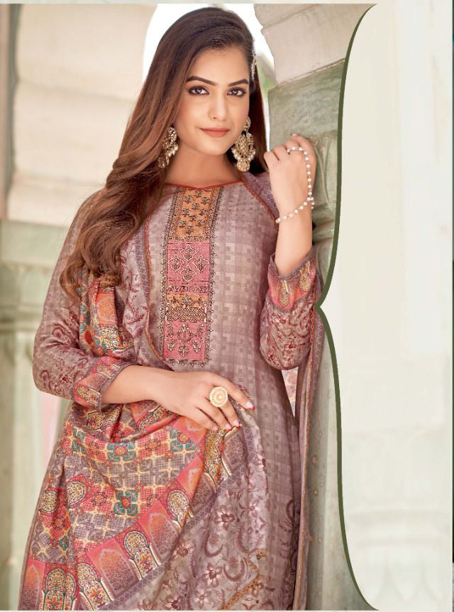 Unstitched Cotton Pakistani Karachi Suits Dress Material with Dupatta